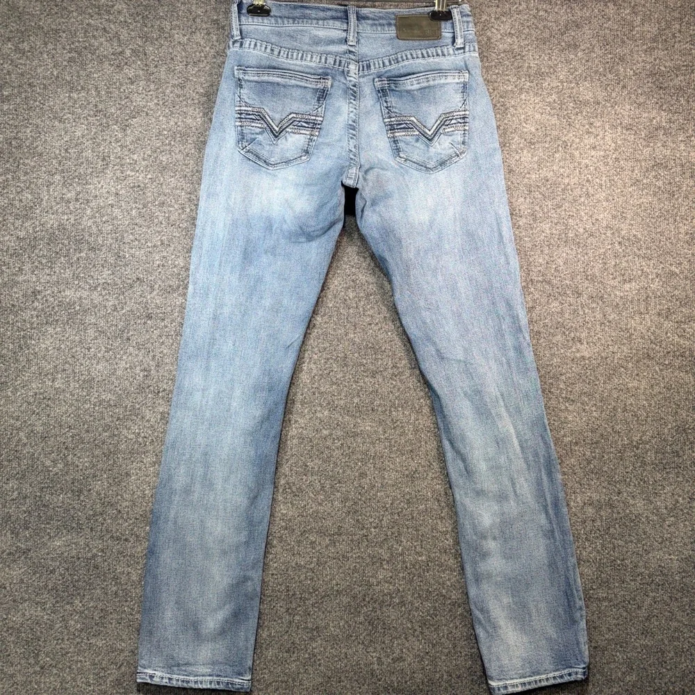 BKE Jake Straight Jeans Mens 31x34 Light Wash Denim Stretch Embroidered Pocket